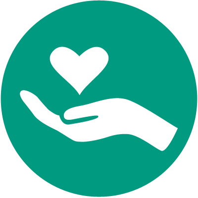 Hand holding a heart icon